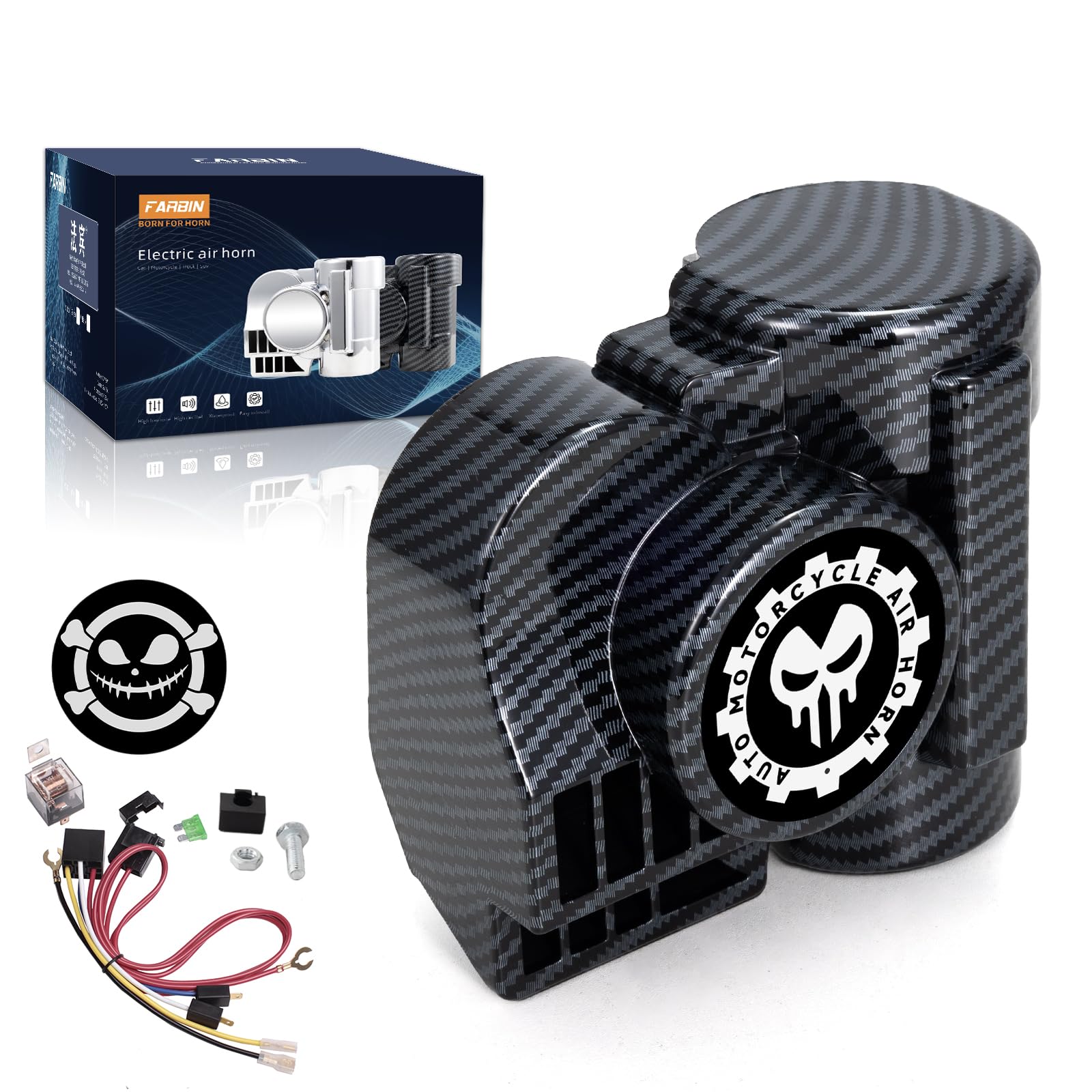 FARBIN train horn motorcycle 12V mounted for clear alerts.