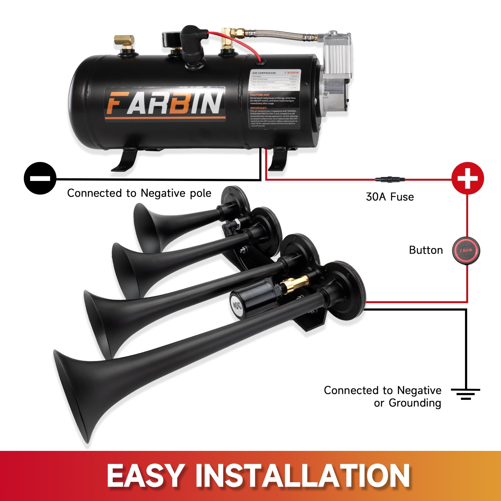 FARBIN weather-resistant horn kit designed for extreme temperatures and conditions