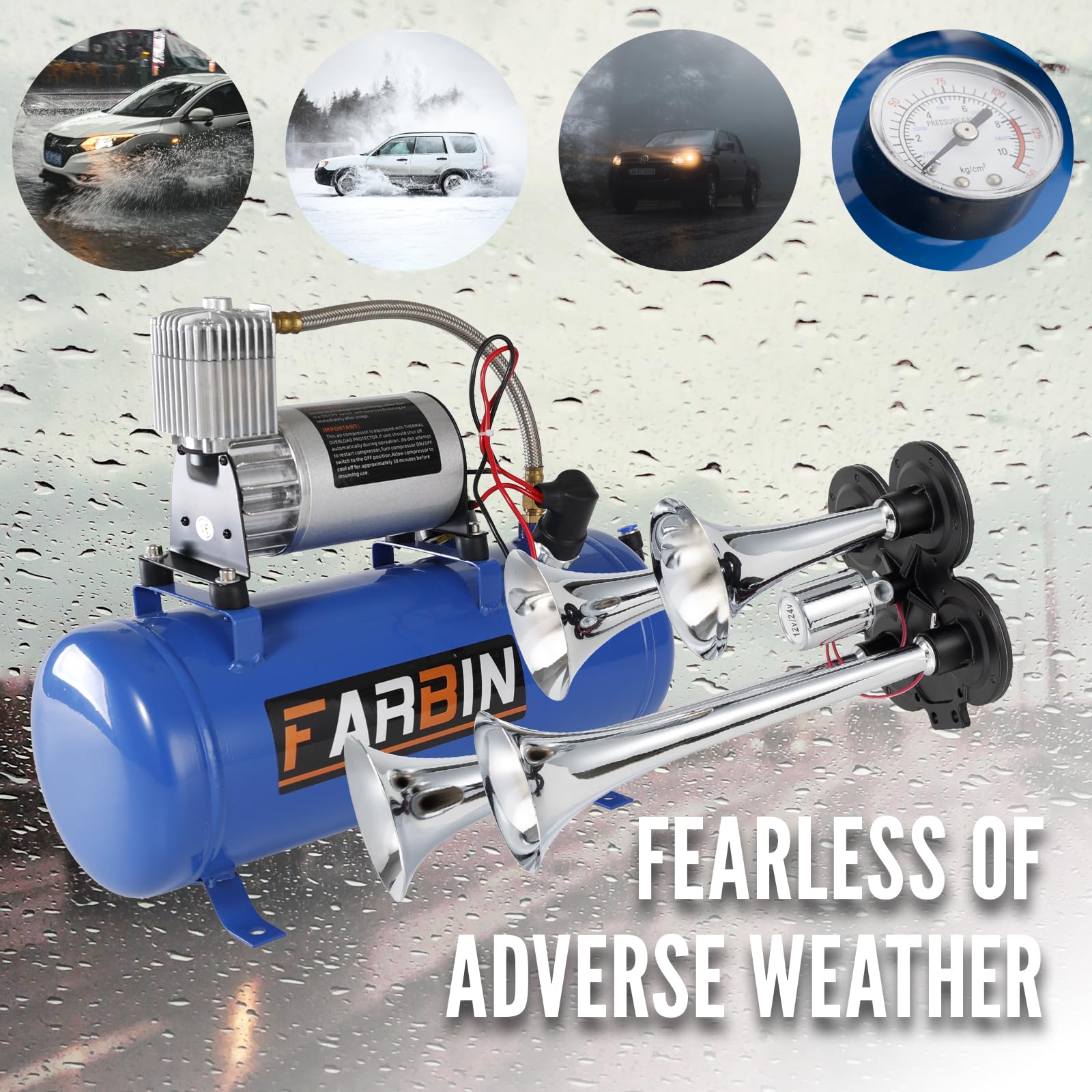 FARBIN zinc alloy housing resists harsh weather for long-lasting performance.