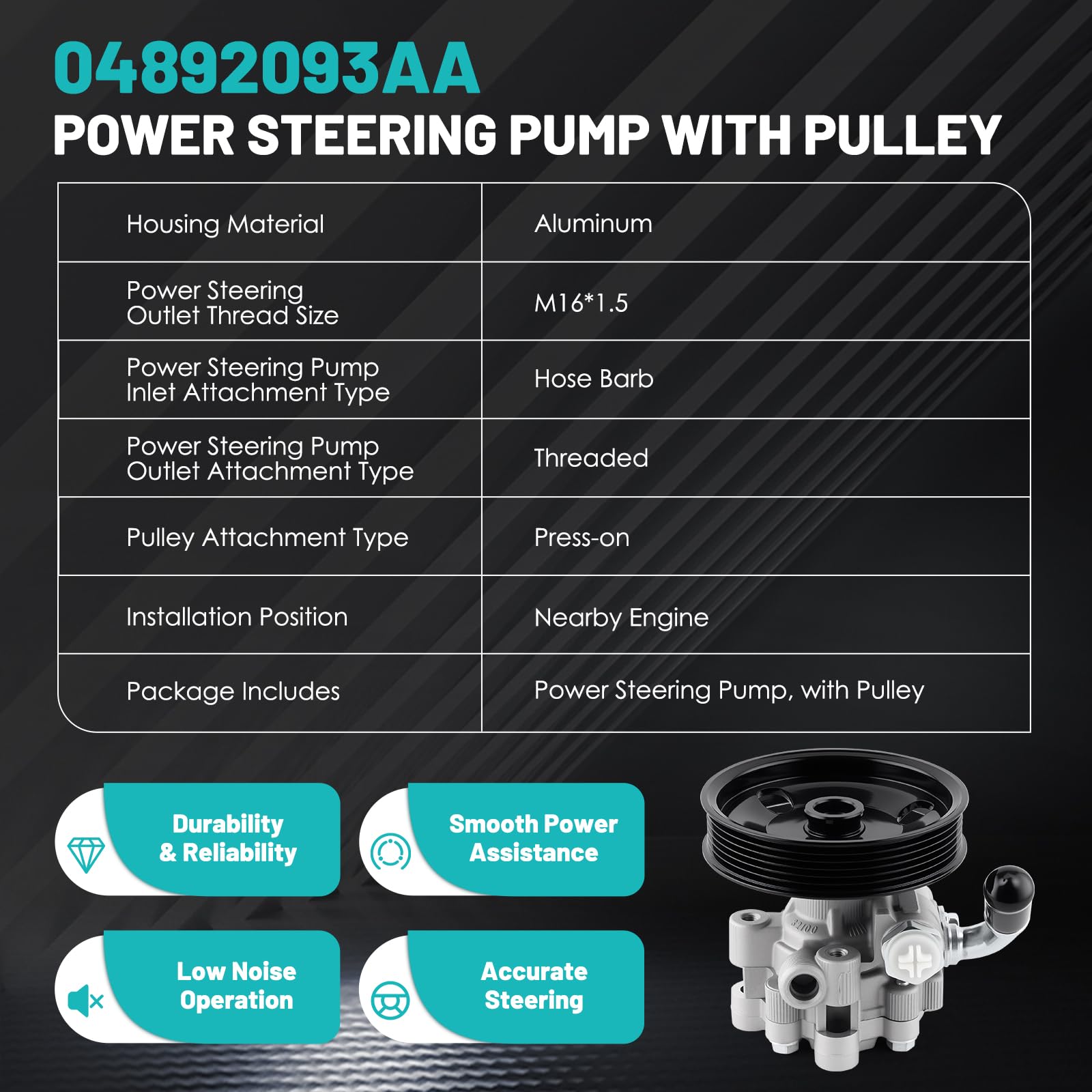 Farrme 04892093AA pump installed on a vehicle showing direct OEM replacement fit