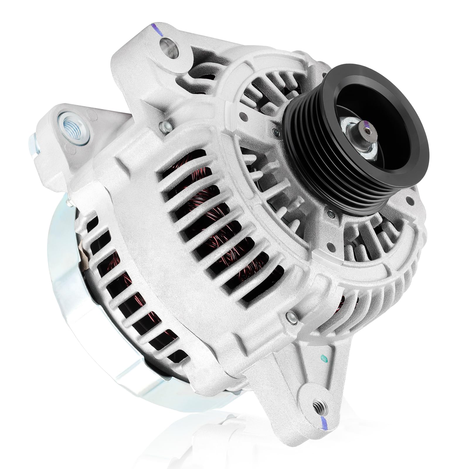 Farrme 1012117670 100A alternator side view showing robust housing for reliable charging.