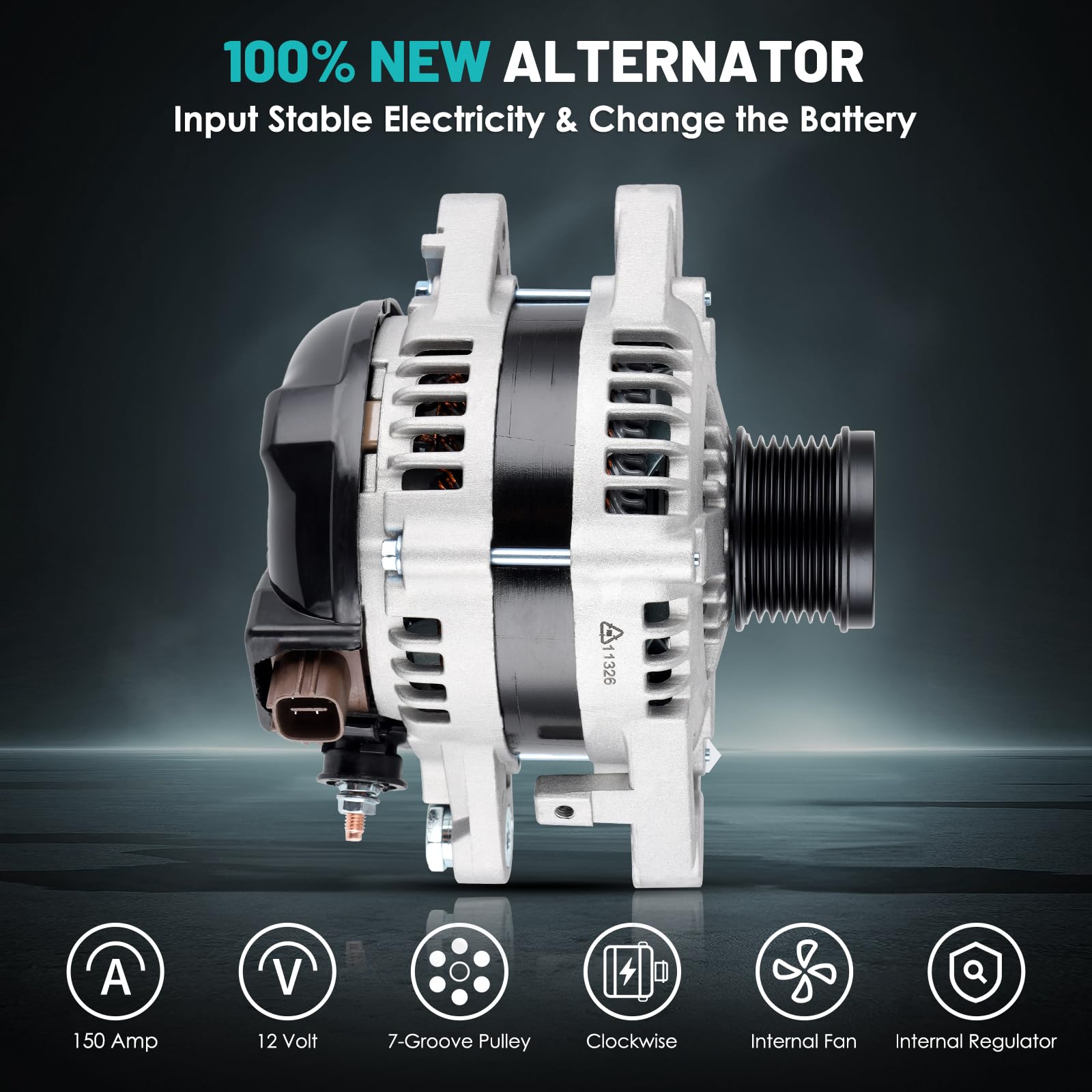 Farrme 11326 side view emphasizes 150A capacity for robust vehicle electrical systems.