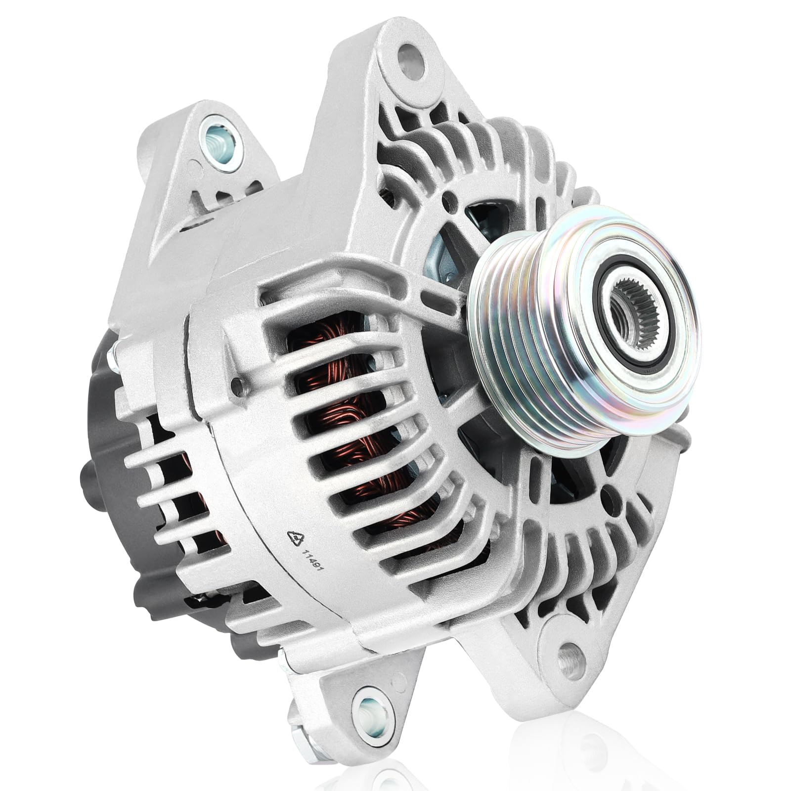 Farrme 11491 alternator front view showing sturdy construction for reliable charging