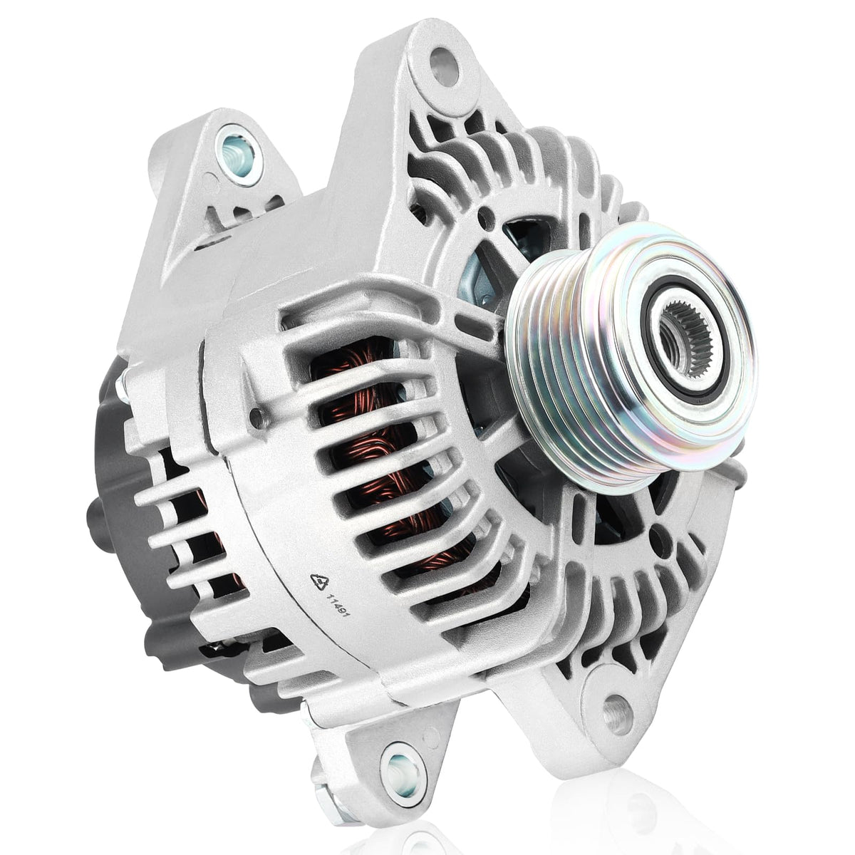 Farrme 11491 alternator front view showing sturdy construction for reliable charging