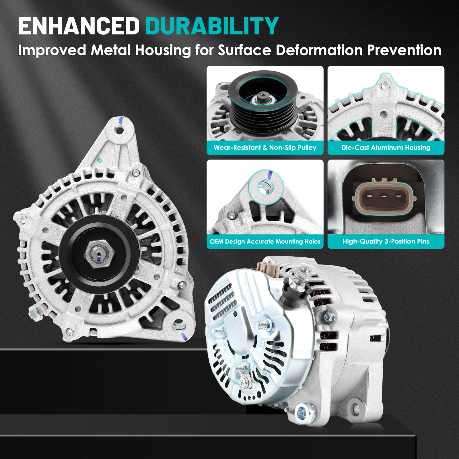 Farrme 27060-20090 pulley area demonstrates 6-groove compatibility for Toyota Sienna.