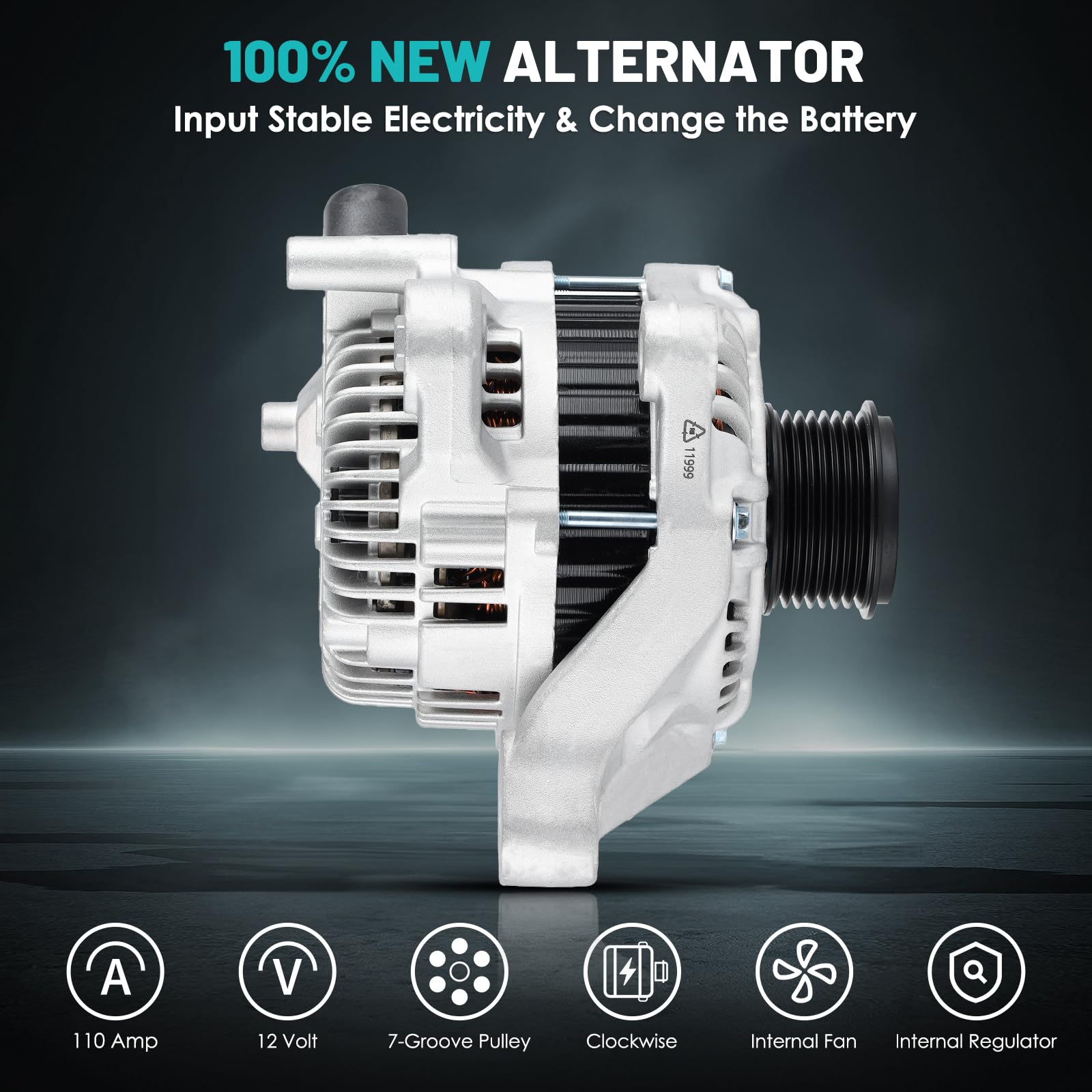 Farrme 31100-5A2-A02 alternator with 7-groove pulley detail