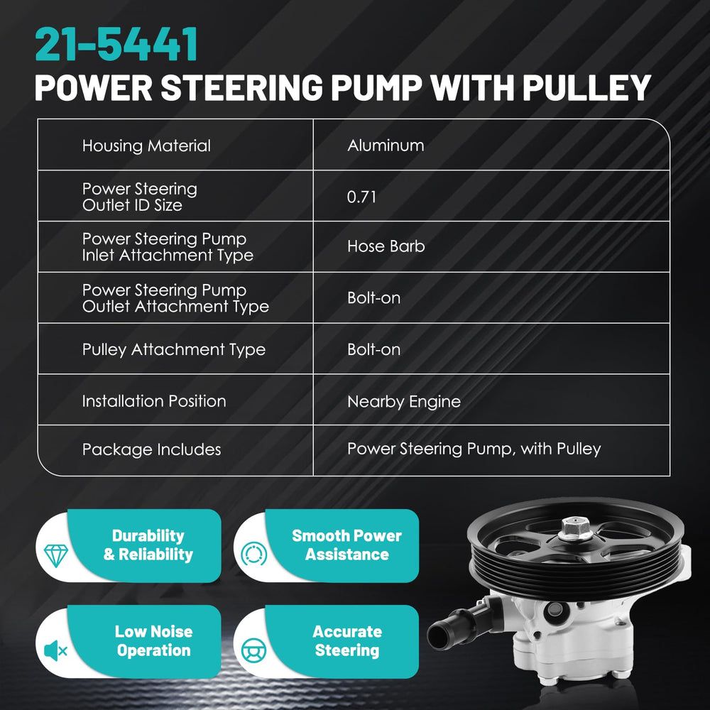 Farrme power steering pump reservoir close-up emphasizes durable aluminum construction.