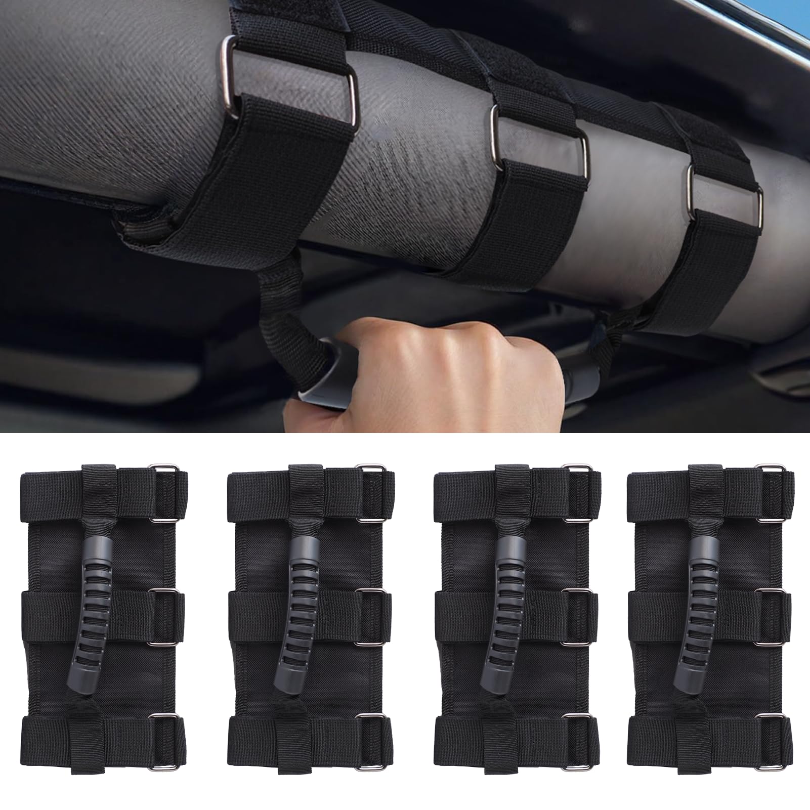 FASIUCHOI grab handles for Jeep front rollbar provide secure grip on rough trails.