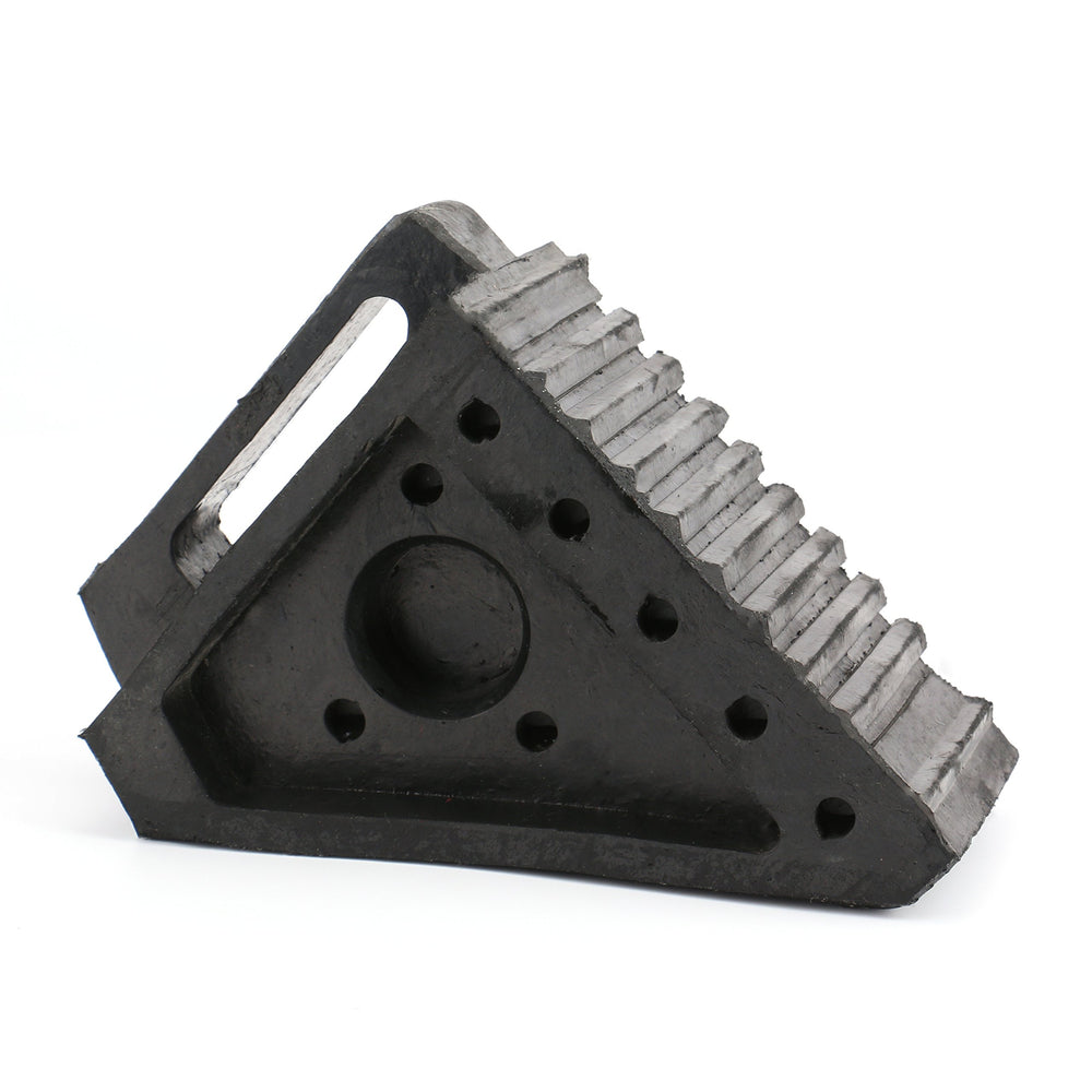 Fasmov rubber wheel chock with triangle design ensures reliable wheel stabilization.