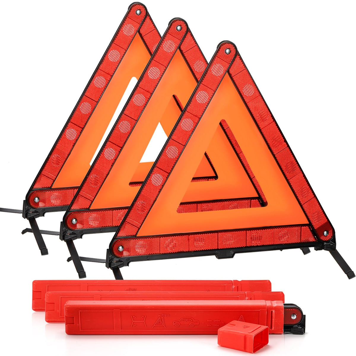 Fasmov triangle warning frame front view boosts roadside visibility day and night