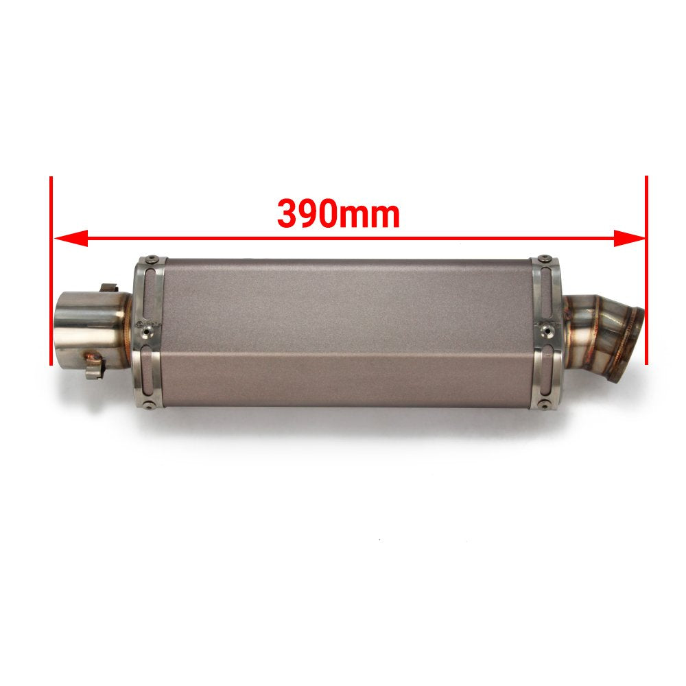 Fast Pro universal exhaust pipe 38-51mm connection close-up highlights compatibility.