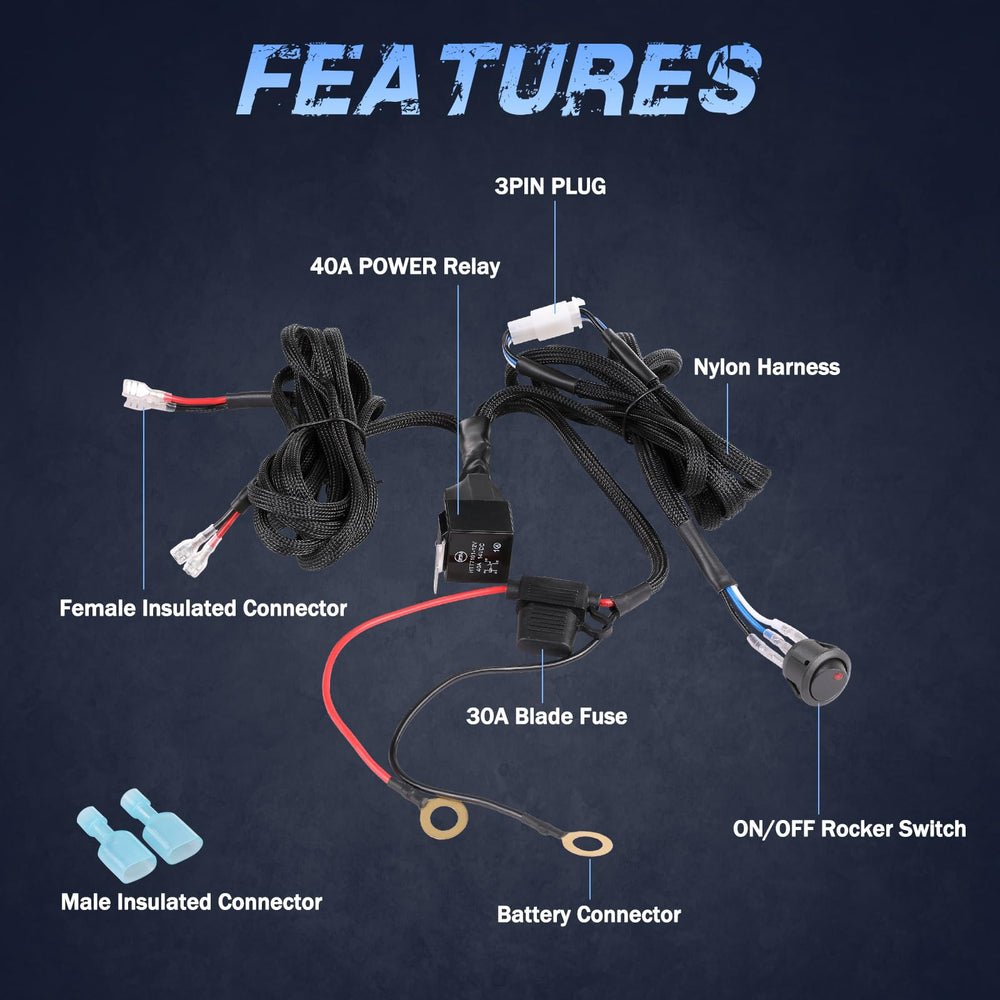 Fastchoy Auto nylon wiring harness 12V offers durable power for LED lights.