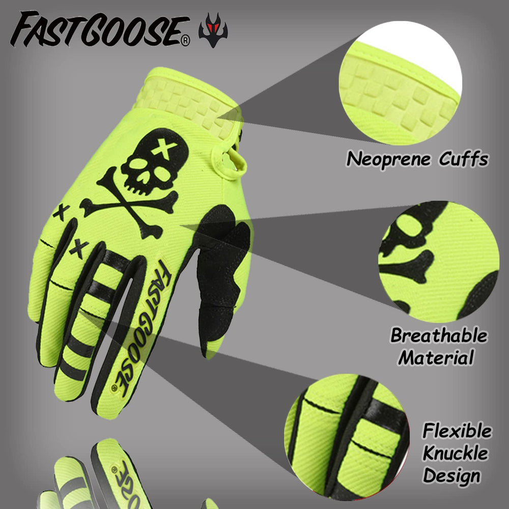 FASTGOOSE dirt bike gloves anti-slip palm for firm handlebars grip.