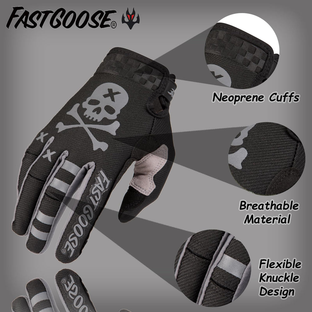FASTGOOSE dirt bike gloves palm anti-slip grip with durable nylon microfiber.
