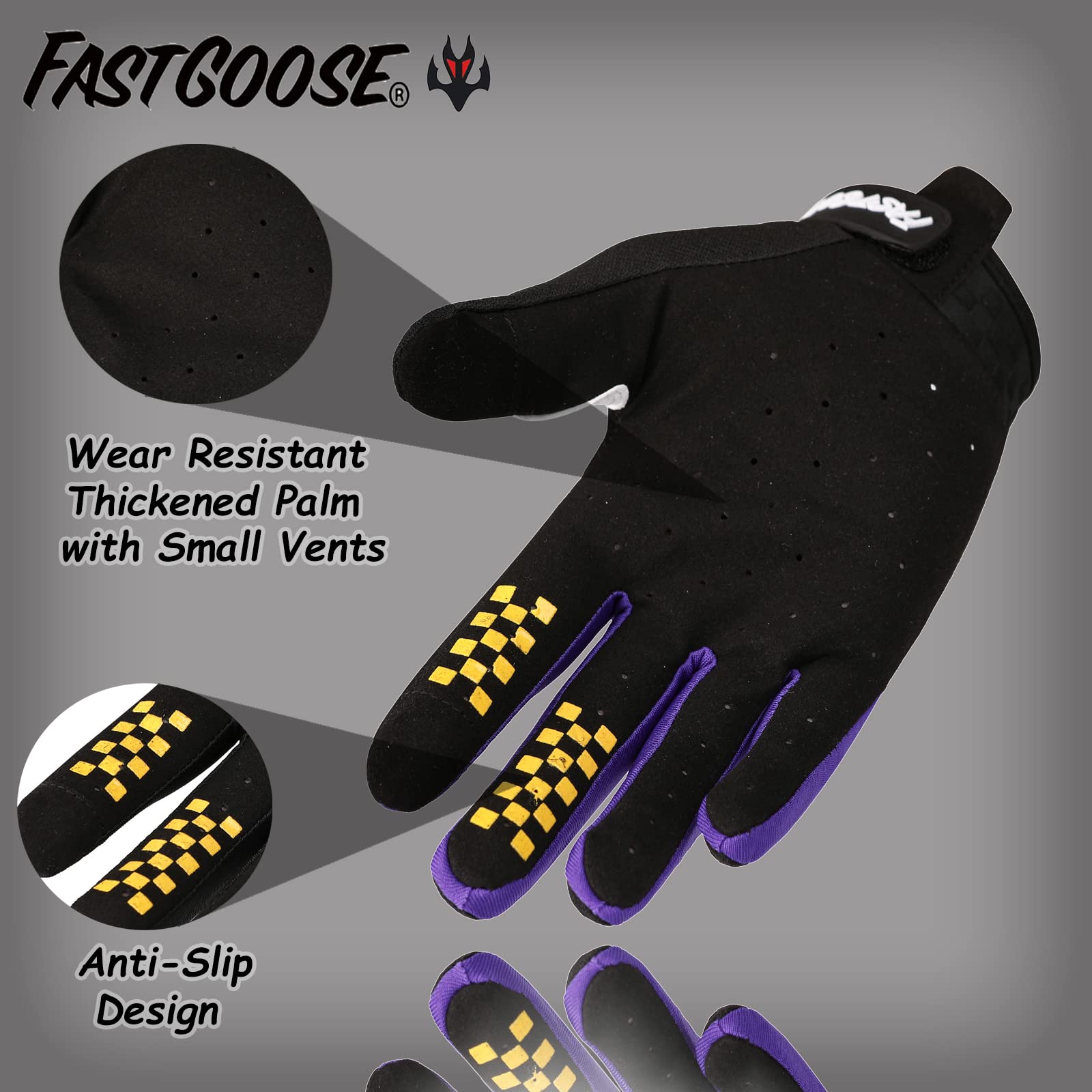 FASTGOOSE Dirt Bike Gloves thumb touchscreen enables on-route device use.