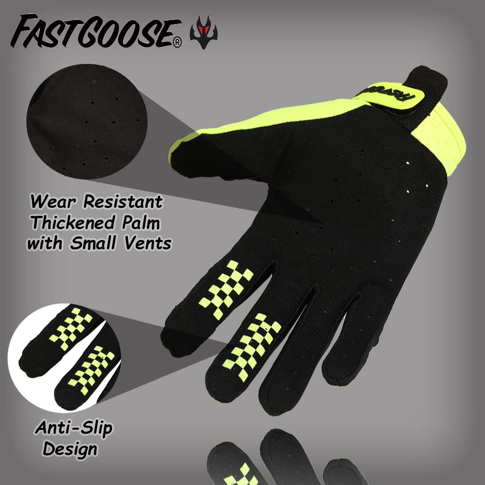FASTGOOSE dirt bike gloves touchscreen thumb/index/middle for phone use.