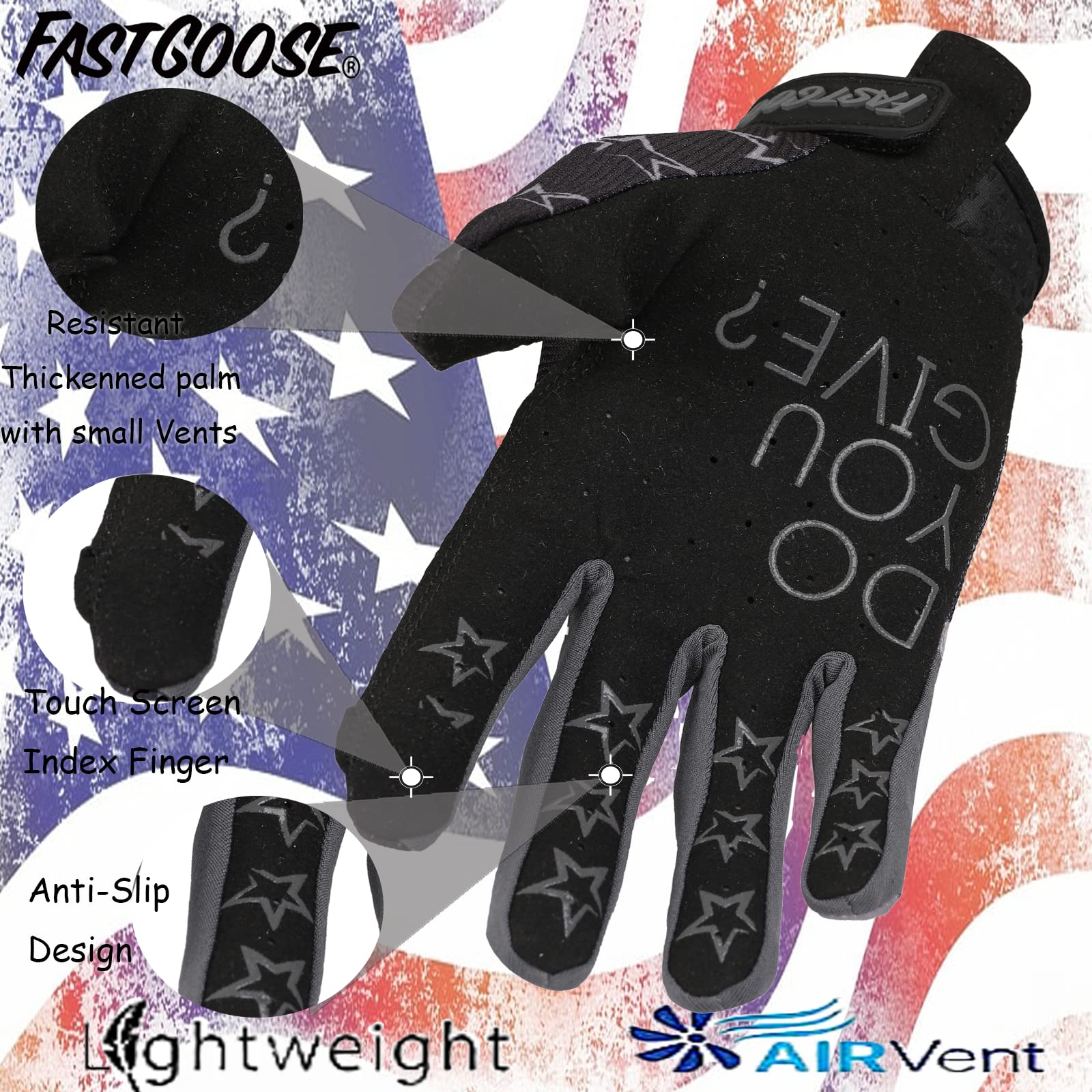 FASTGOOSE gloves touchscreen fingertips for easy navigation on the go.