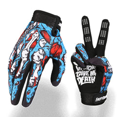 FASTGOOSE Skeleton-Paw gloves in blue offer breathable comfort and secure grip.