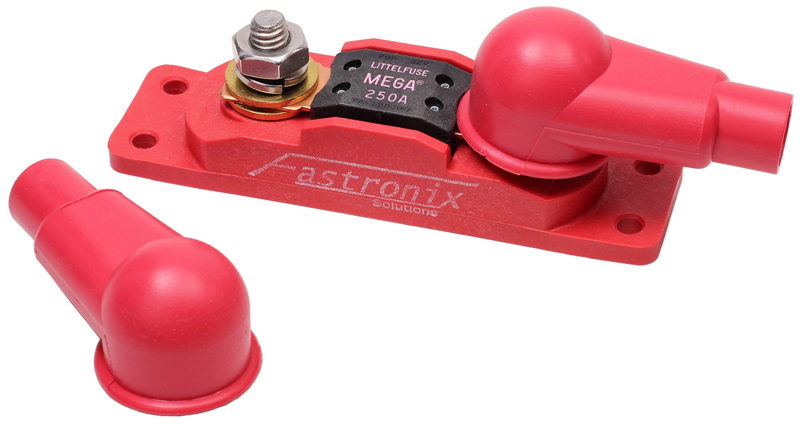 Fastronix 250A MEGA/AMG fuse holder kit main view showing rugged construction and mounting options.