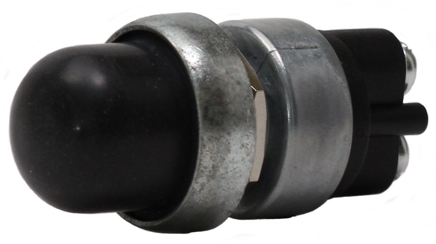 Fastronix heavy duty push button with neoprene cap protecting against dust and moisture.
