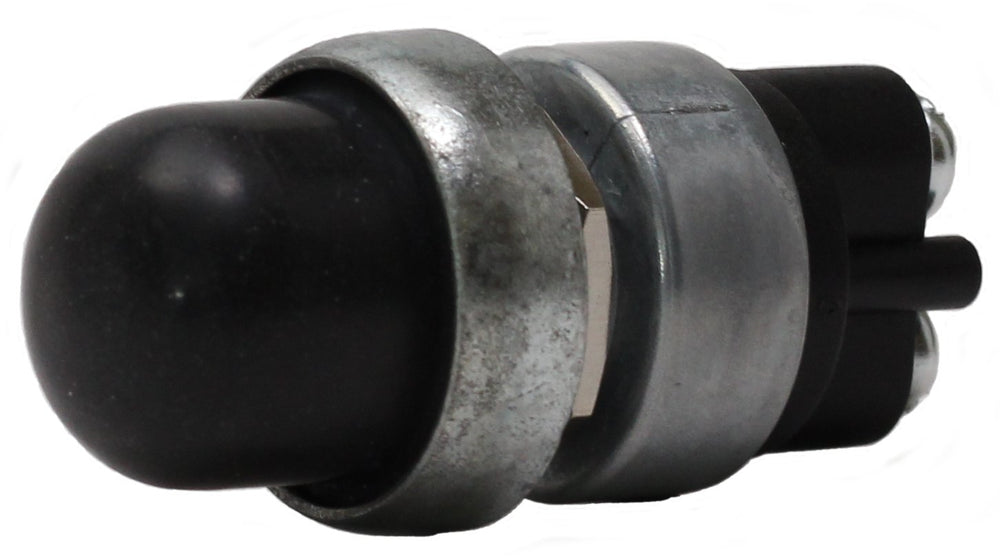 Fastronix heavy duty push button with neoprene cap protecting against dust and moisture.