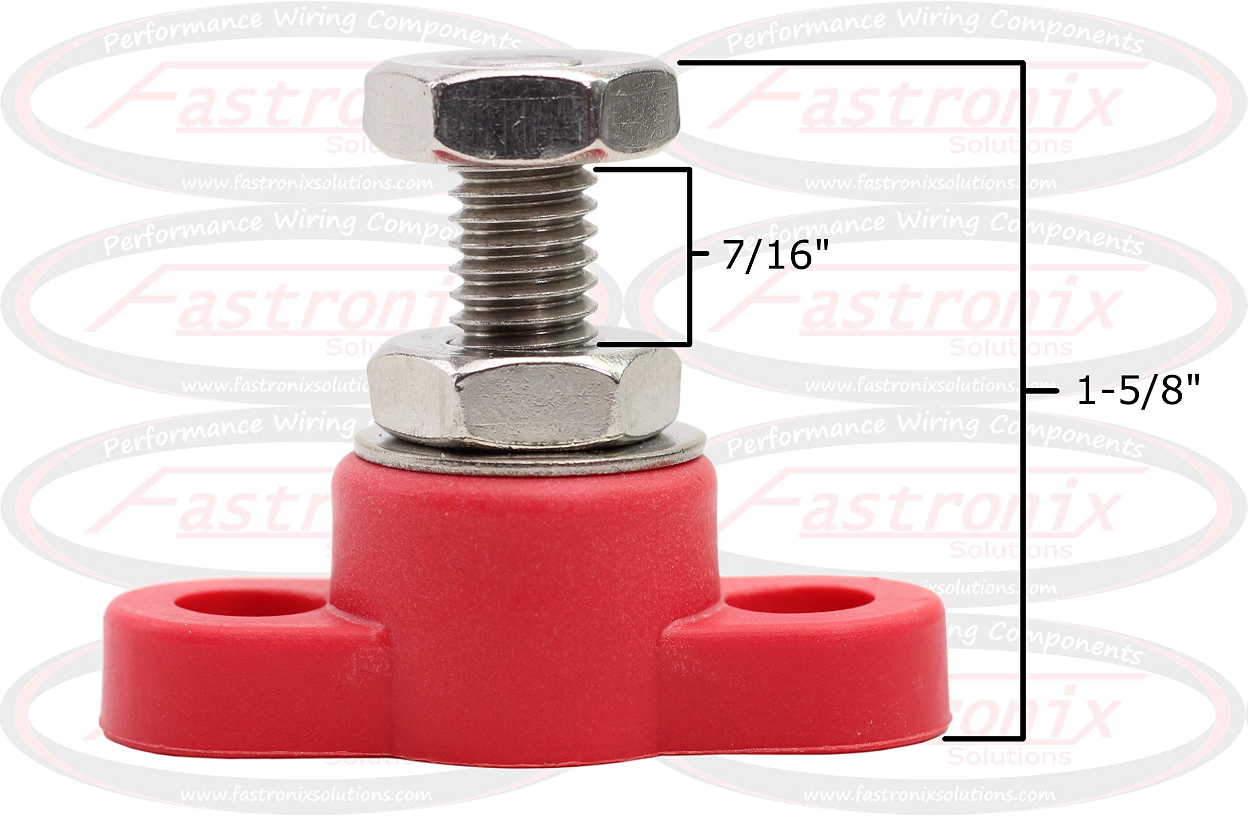 Fastronix 3/8 in block shows mounting holes for easy panel fitting.
