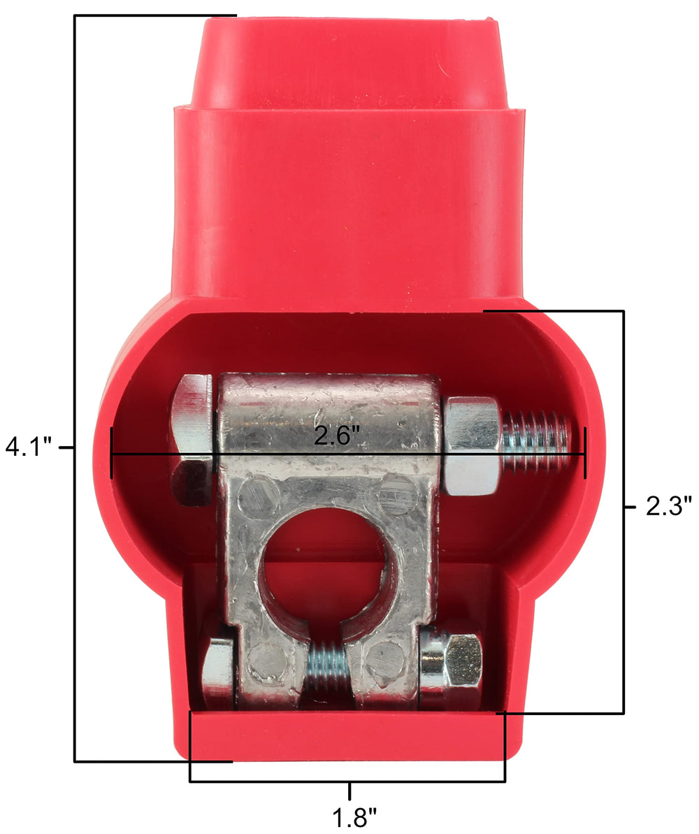 Fastronix red cover installed on battery terminal for protection