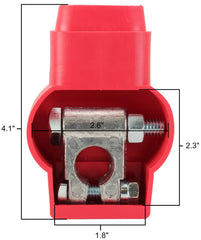 Fastronix red cover installed on battery terminal for protection