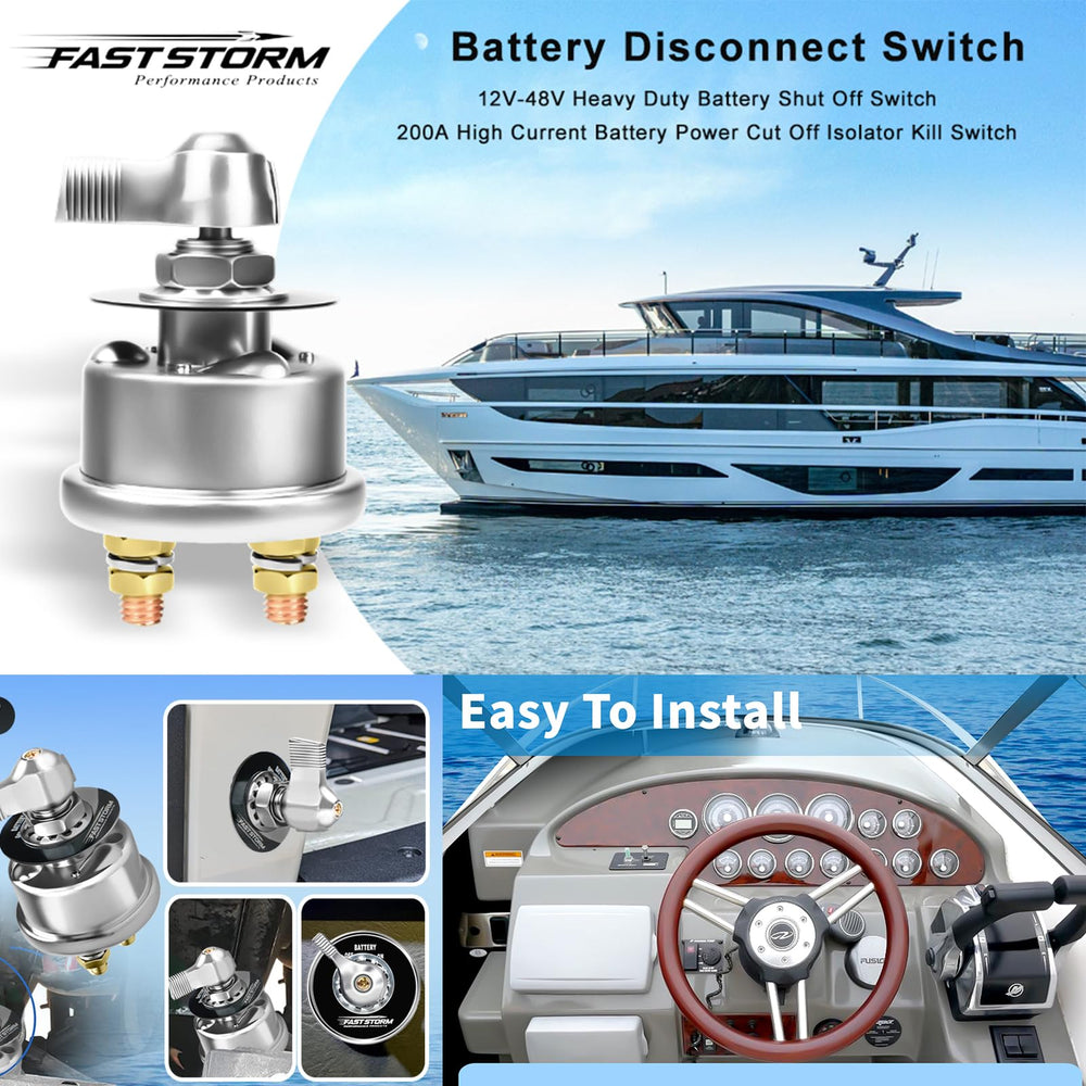 FASTSTORM 200A switch audible-click: tactile feedback confirms activation and isolation.