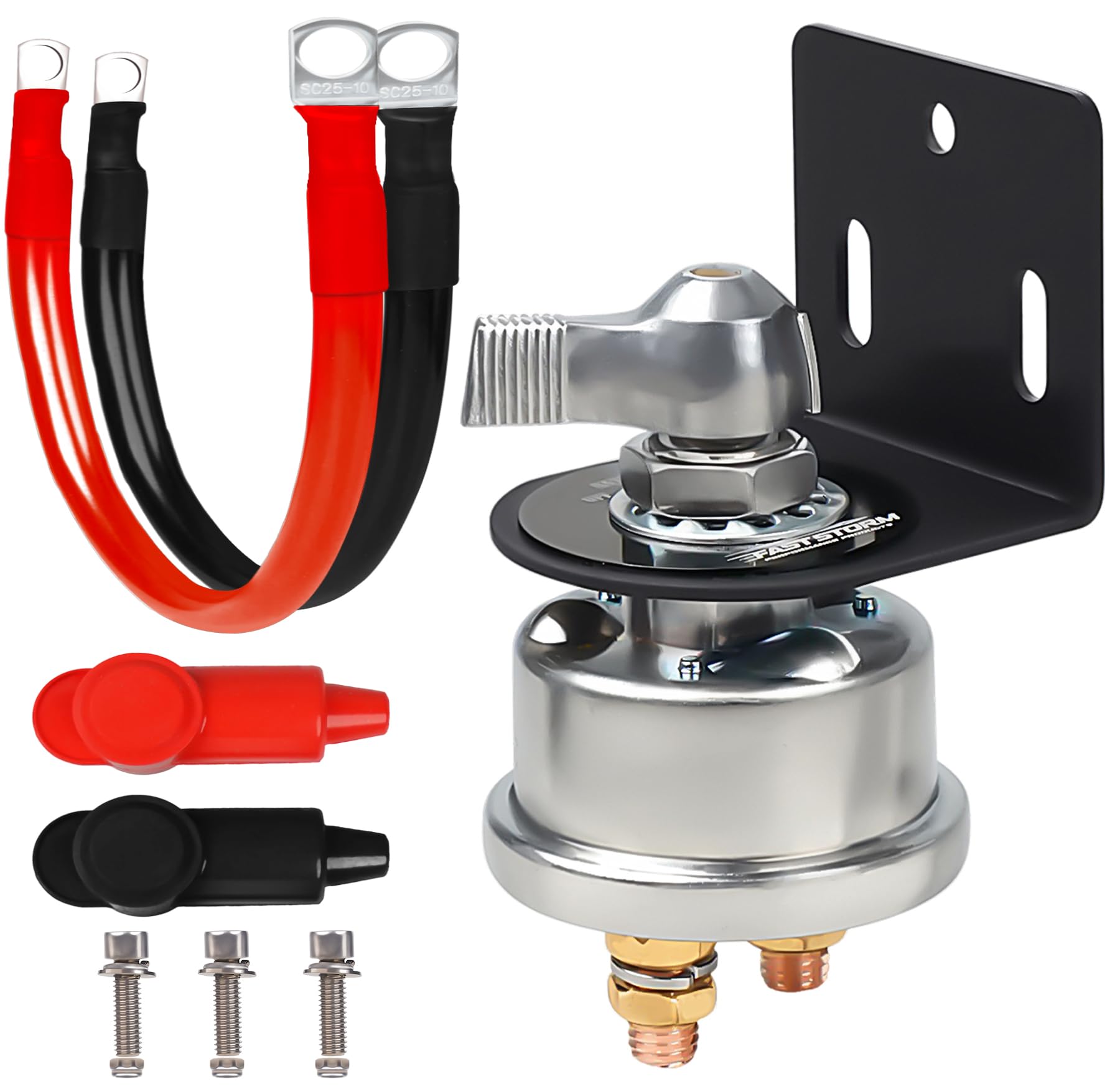 FASTSTORM 200A switch body: rugged aluminum build for reliable marine and vehicle power control.