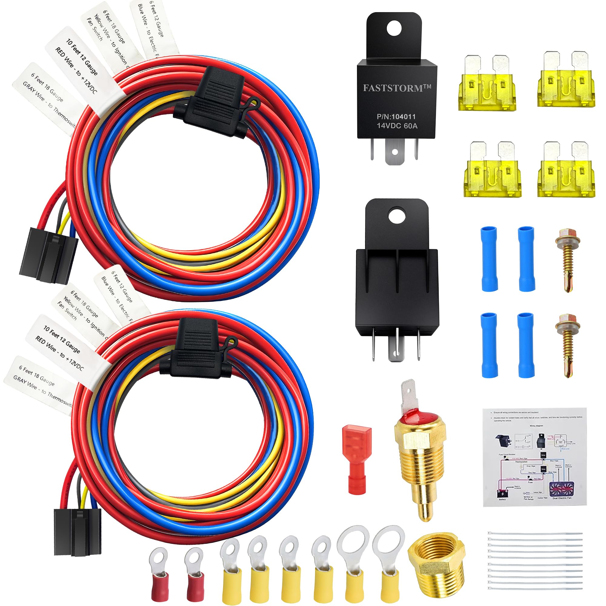 FASTSTORM dual fan relay kit for reliable engine cooling in trucks and cars.