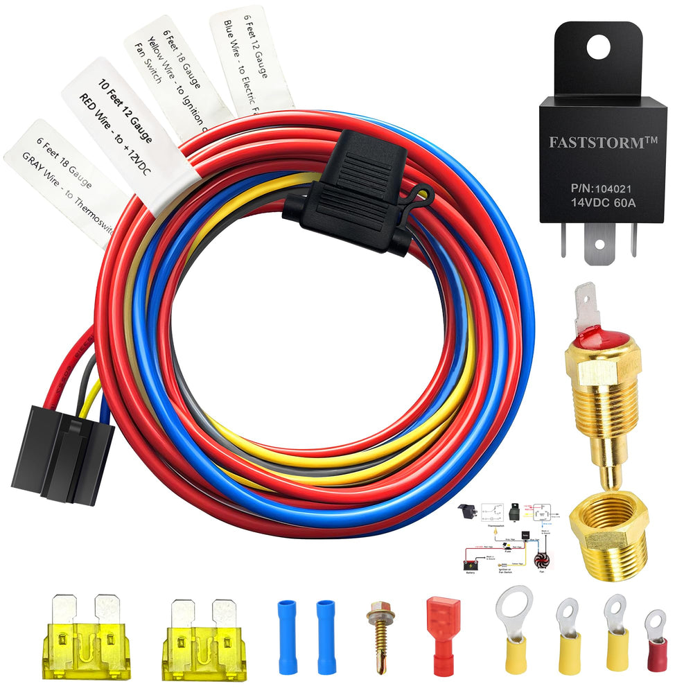 FASTSTORM electric fan relay kit 60amp in engine bay for reliable cooling.