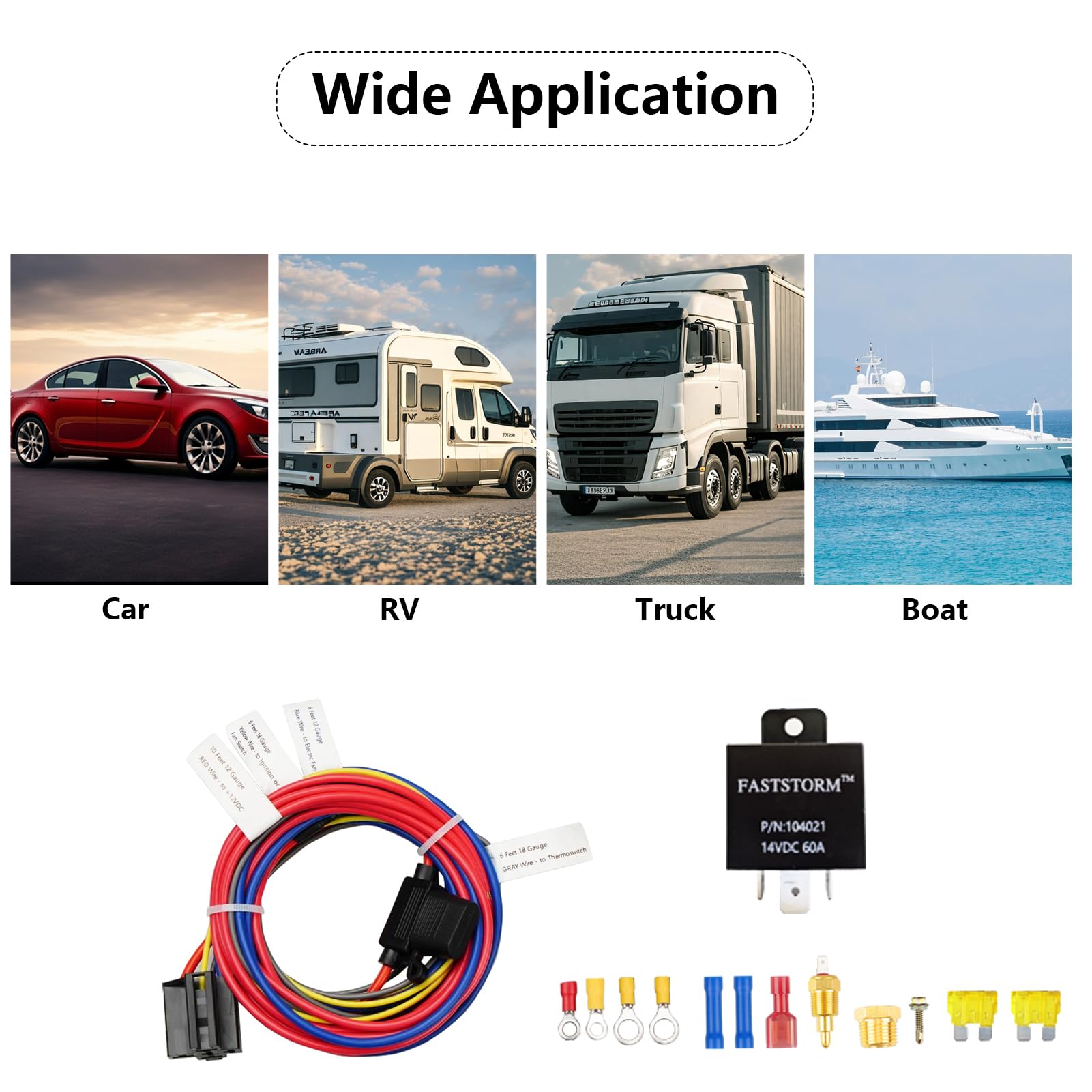 FASTSTORM ready-to-install kit suitable for cars, trucks, boats, and more.