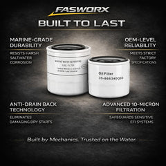 FASWORX 10-micron fuel filter captures fine debris.