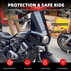 FATECIM dark smoke 15-inch windshield on Harley sportster profile