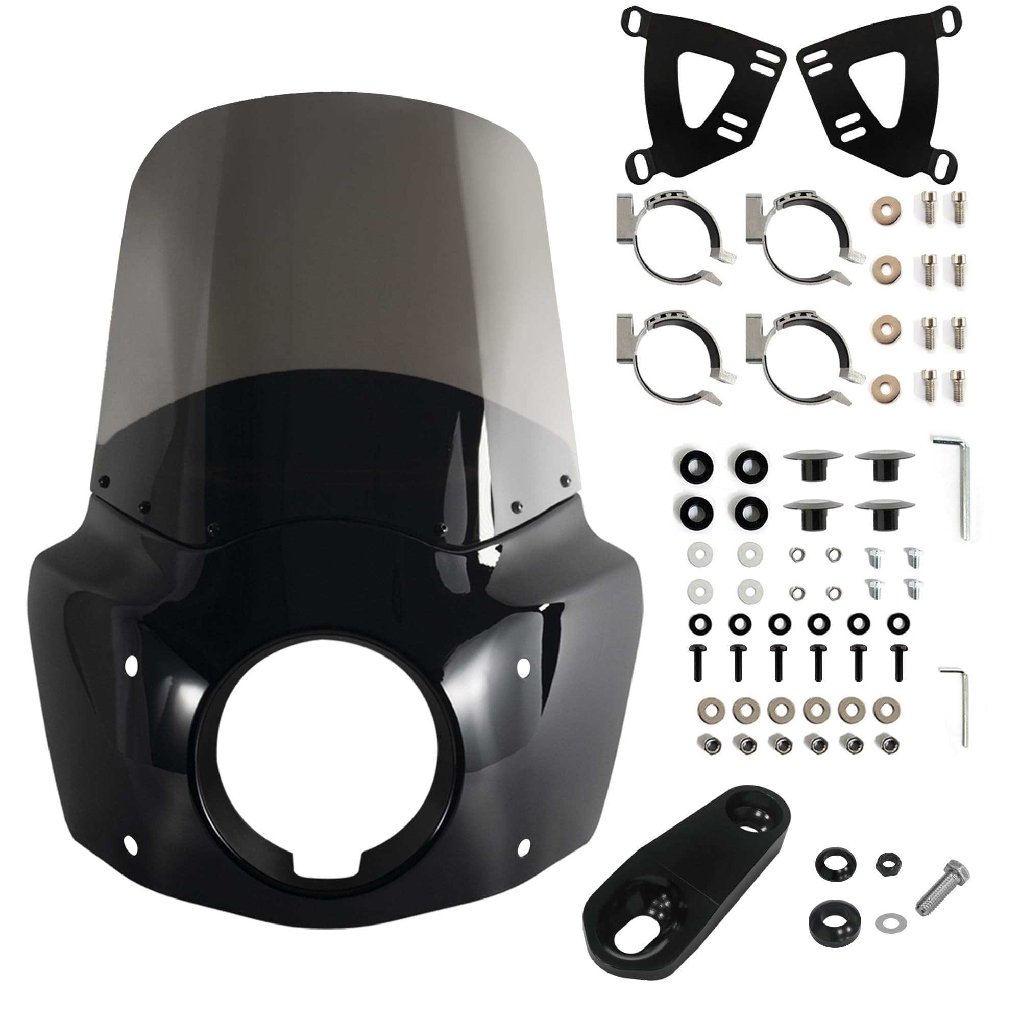 FATECIM Harley headlight fairing in black enhances retro style and wind protection
