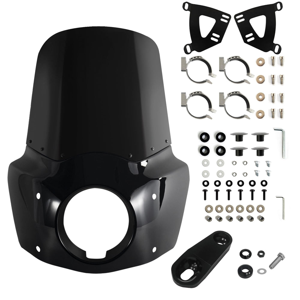 FATECIM headlight fairing with 5.75-inch cutout for Harley front view and style boost