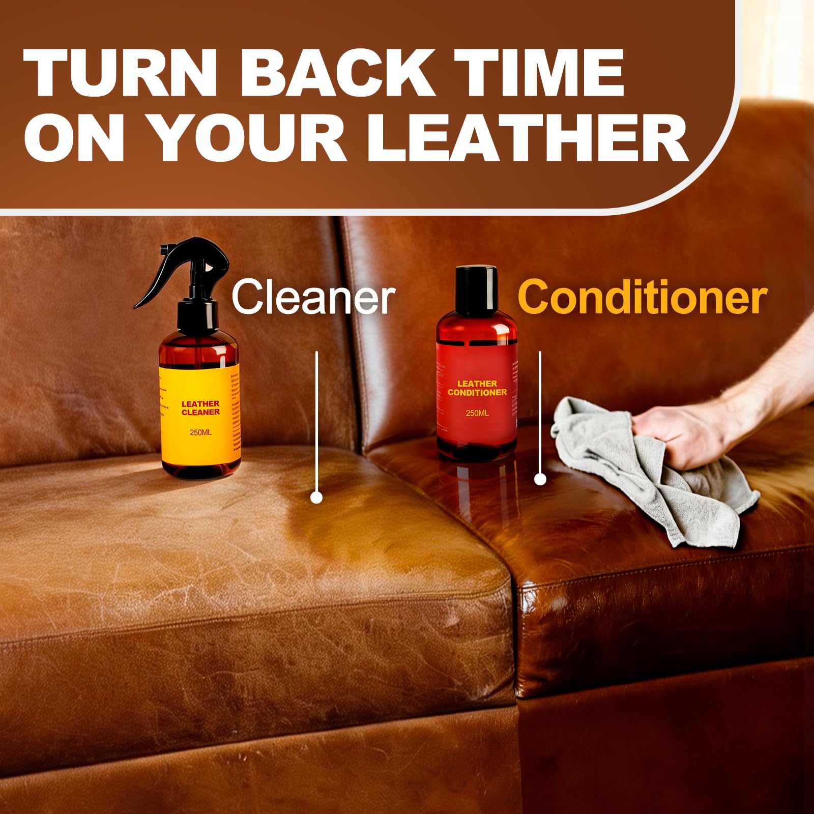 FAVIRZCE leather jacket detail after treatment for revived color and suppleness.