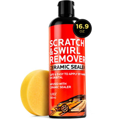 FAVIRZCE Scratch Remover bottle restoring color and mirror-like gloss on your vehicle.