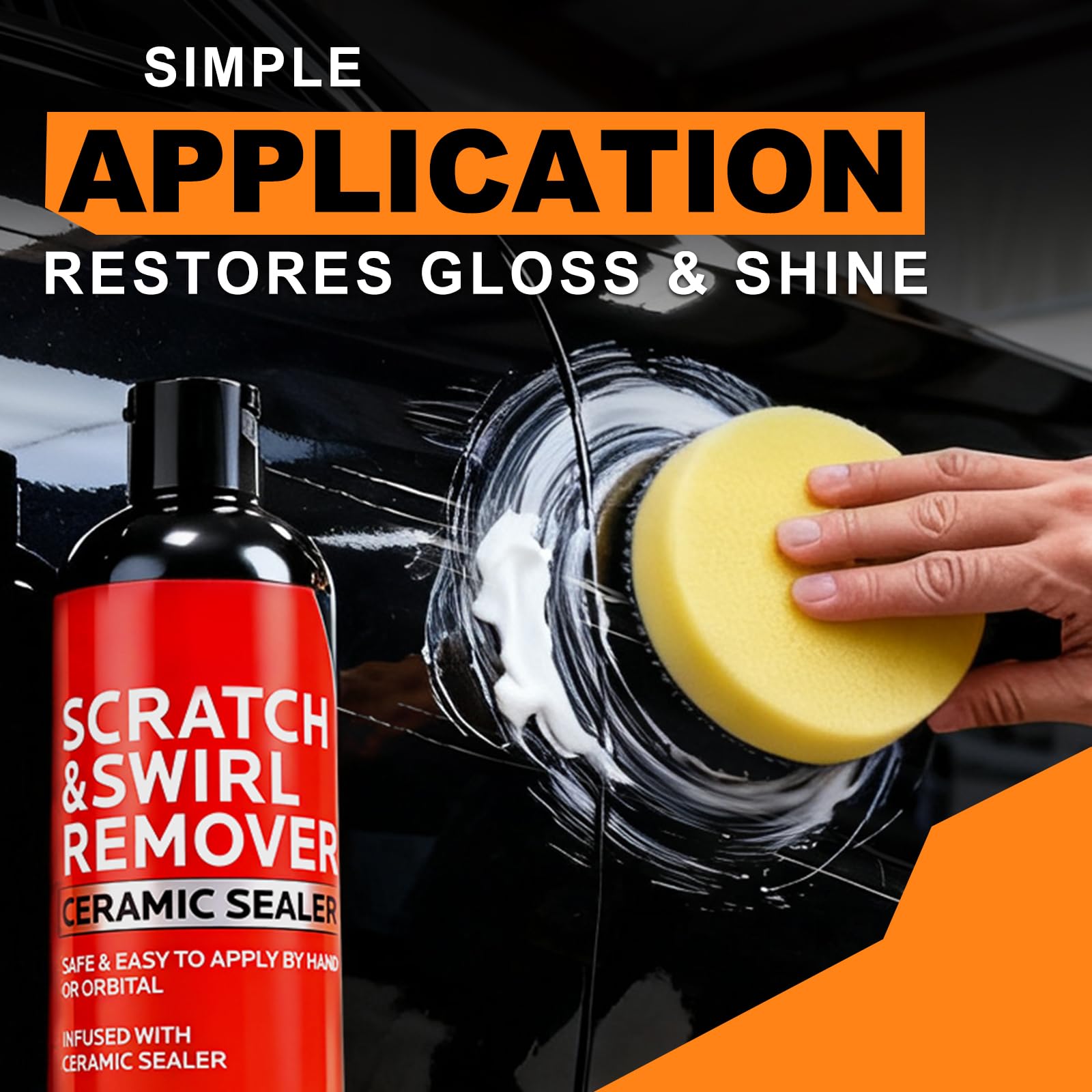 FAVIRZCE swirl remover in use for even, controlled application.