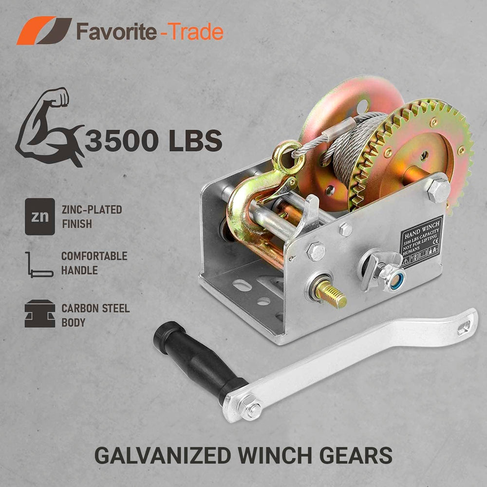 Favorite-Trade trailer winch at 3500 lb capacity with steel cable