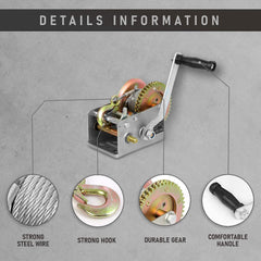 Favorite-Trade winch with extra-long anti-slip handle for easy cranking