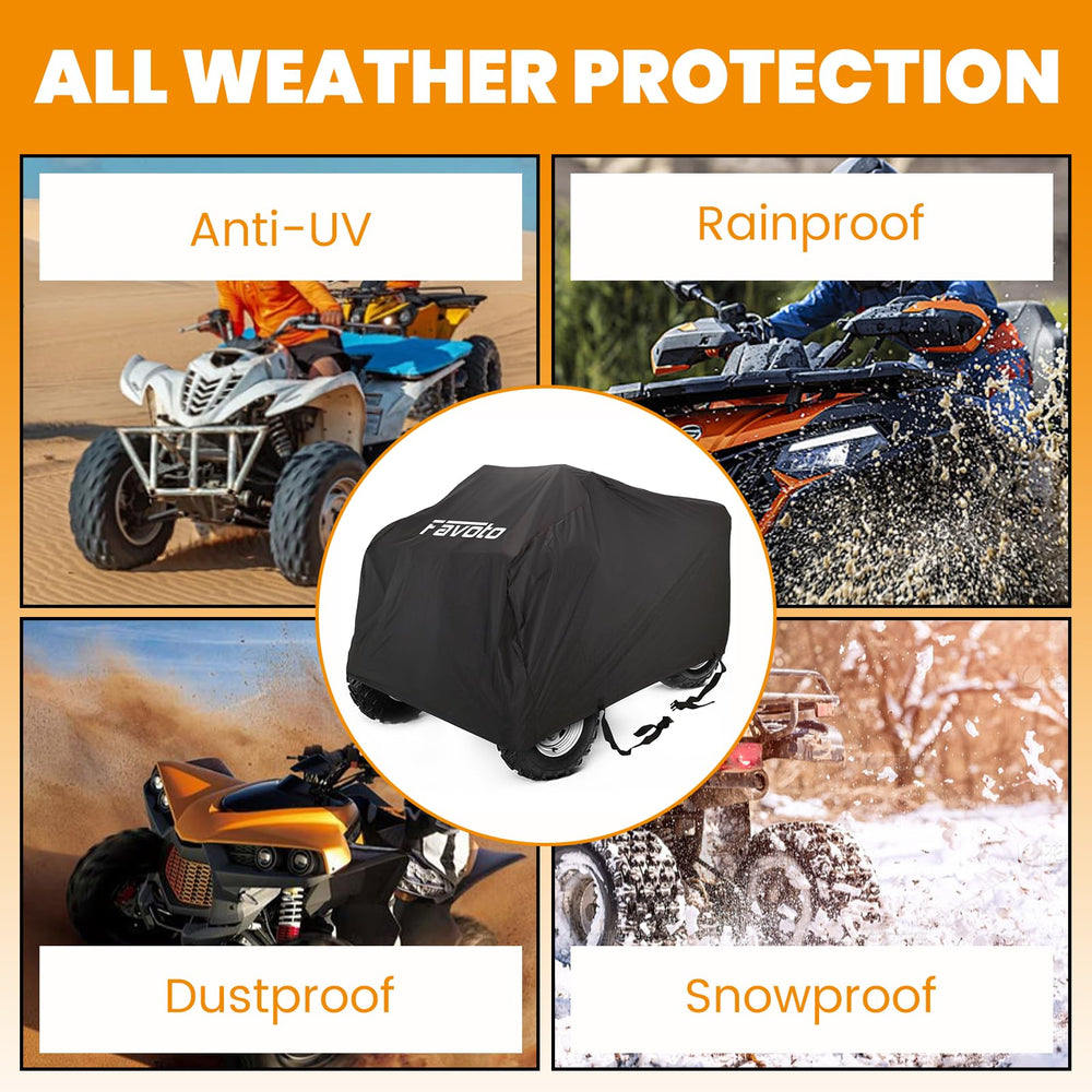 Favoto ATV cover offers universal fit for multiple brands.