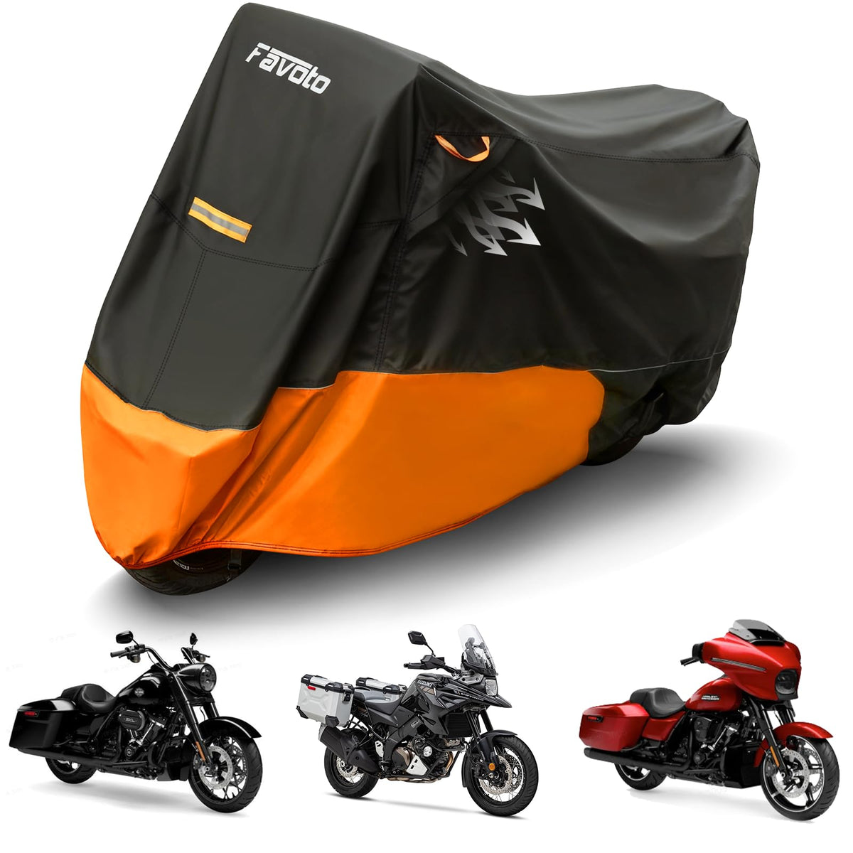 Favoto Harley cover fabric close-up shows durable 420D Oxford material protecting your bike.