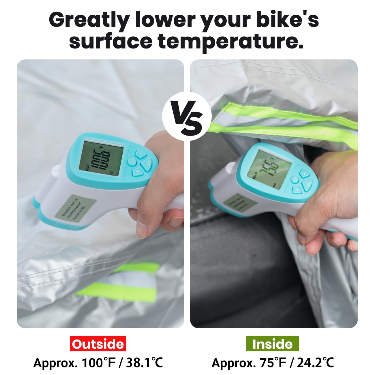 Favoto lock-hole and windproof buckles secure the bike in windy conditions