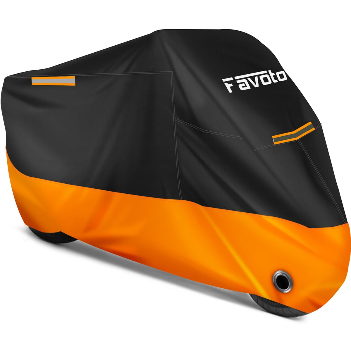 Favoto motorcycle cover with universal fit protecting a bike outdoors.