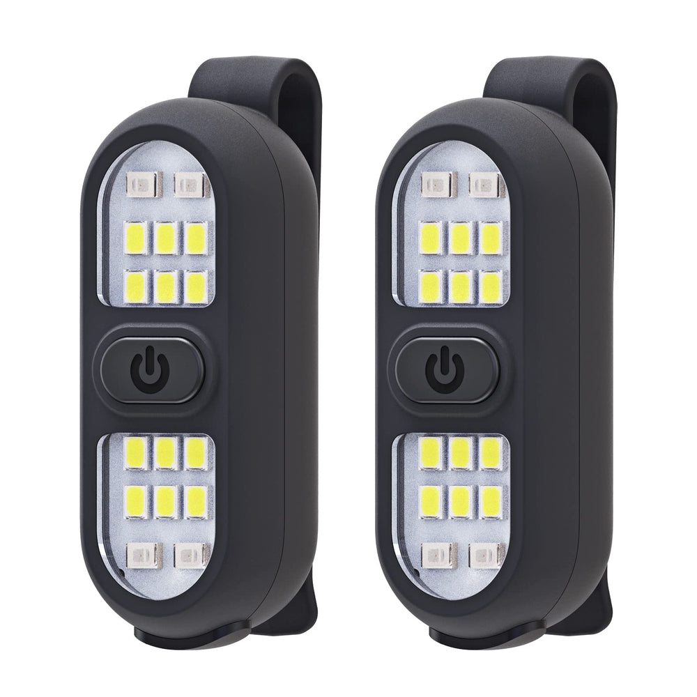 Faxins front view clip-on flashlight showing bright beam for visibility