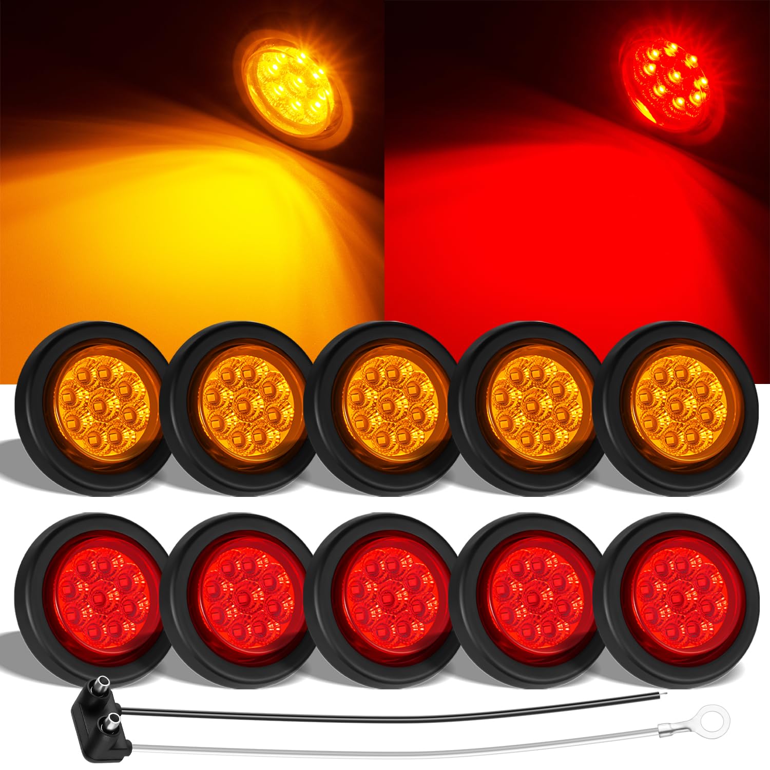 FBAAUKUS amber LED marker light 2in for trailer visibility and safety
