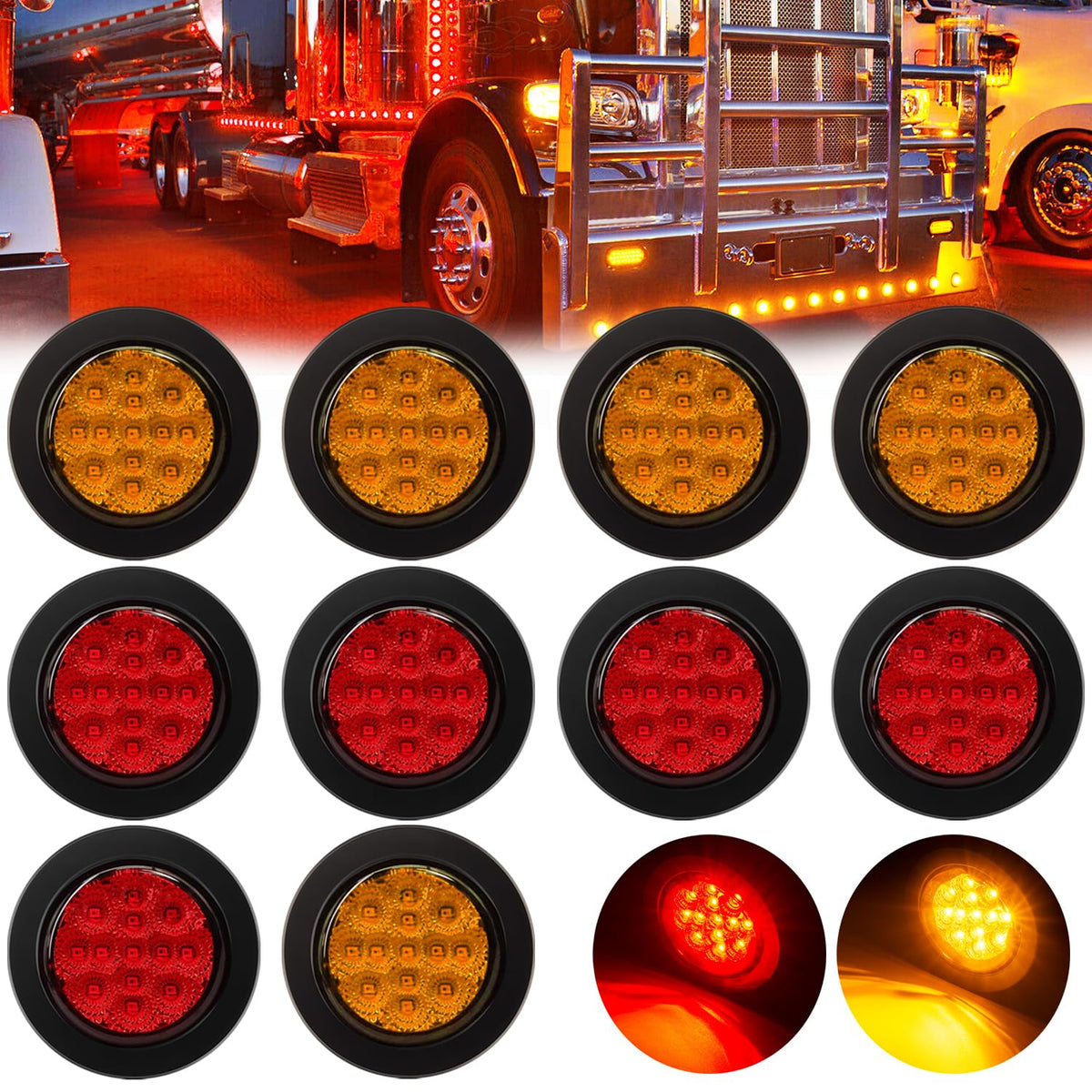 FBAAUKUS amber LED trailer marker light with grommet for durable side visibility.
