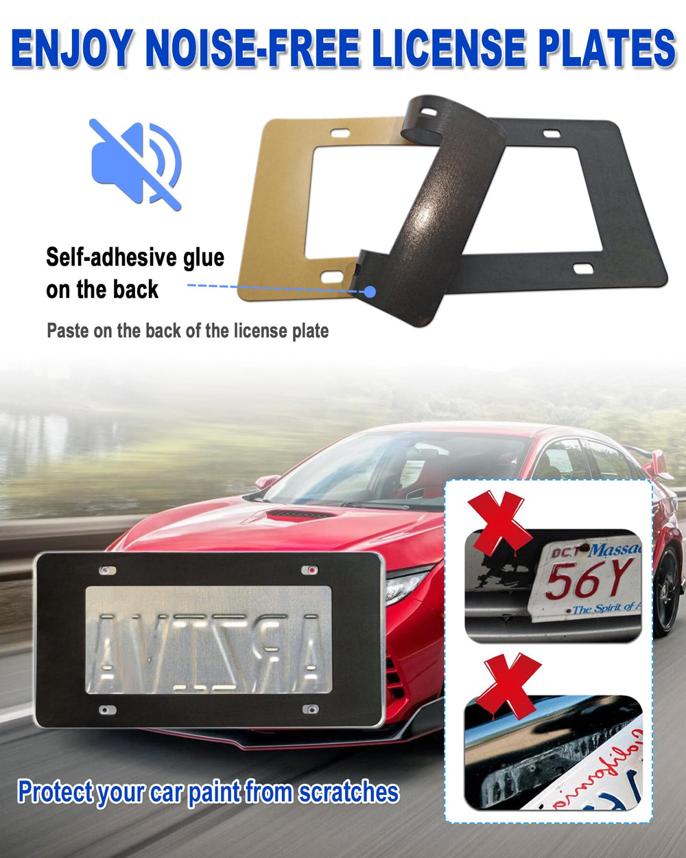 FBJTDQ slim, legal frame fits 12x6 plates with clear sticker visibility